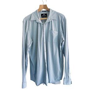 Buttercloth Men's Sz XL Icy Cotton Regular Fit Blue Striped Button Up Shirt